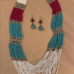 Beaded Necklace + Earrings